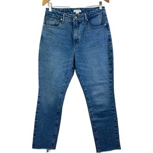 GOOD‎ AMERICAN Medium Wash Denim Raw Hem Skinny Jeans - NWT